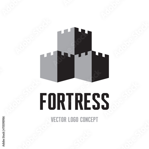 Fortress - logo concept. Castle tower abstract illustration.