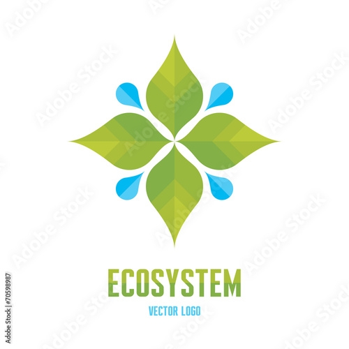 Ecosystem Concept Logo Illustration. Leaves and drops. photo