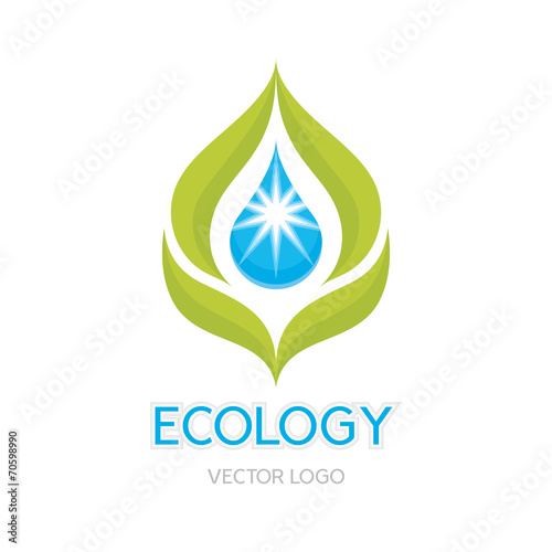 Abstract Vector Logo Template. Leaves and drop illustration. photo