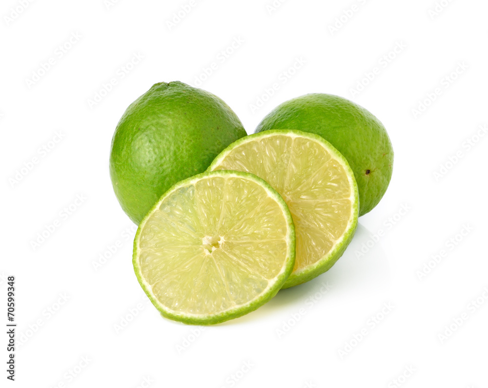 fresh lime on white background