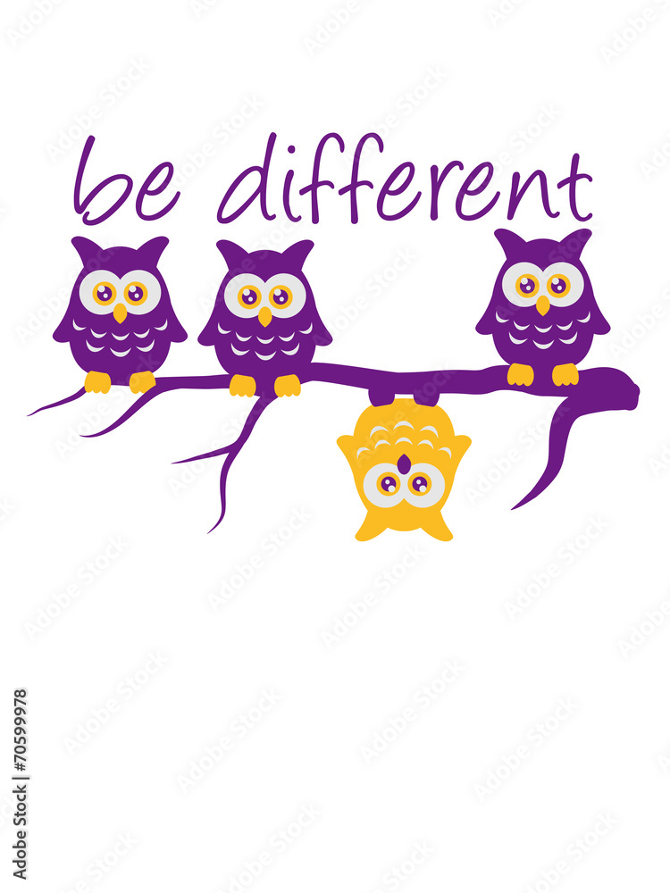 Obraz premium Anderst Be Different 4 Eulen verschieden