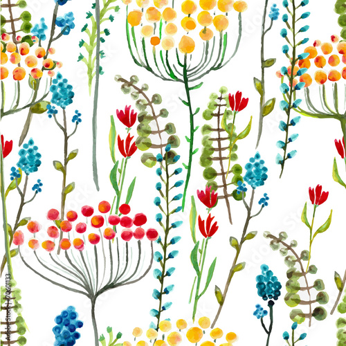 Watercolor natural seamless pattern