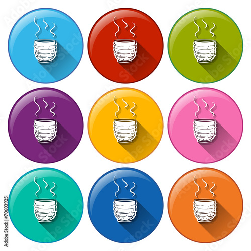 Round icons with coffee