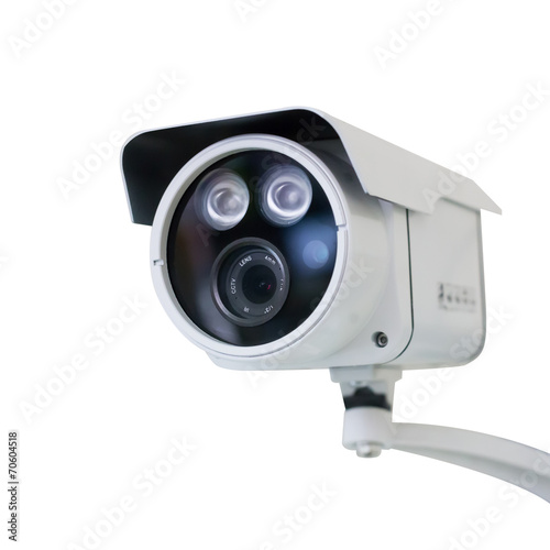 CCTV security camera on white background