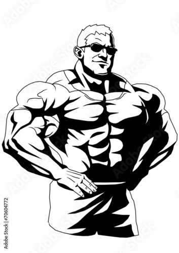 muscular bodybuilder in sunglasses