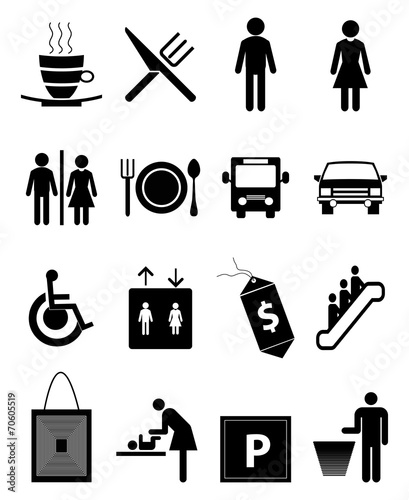 Hotel and restaurant icons set