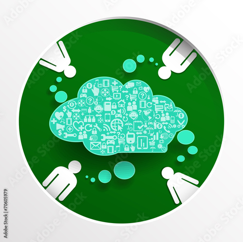 Speech bubble. Cloud computing with icons.social network
