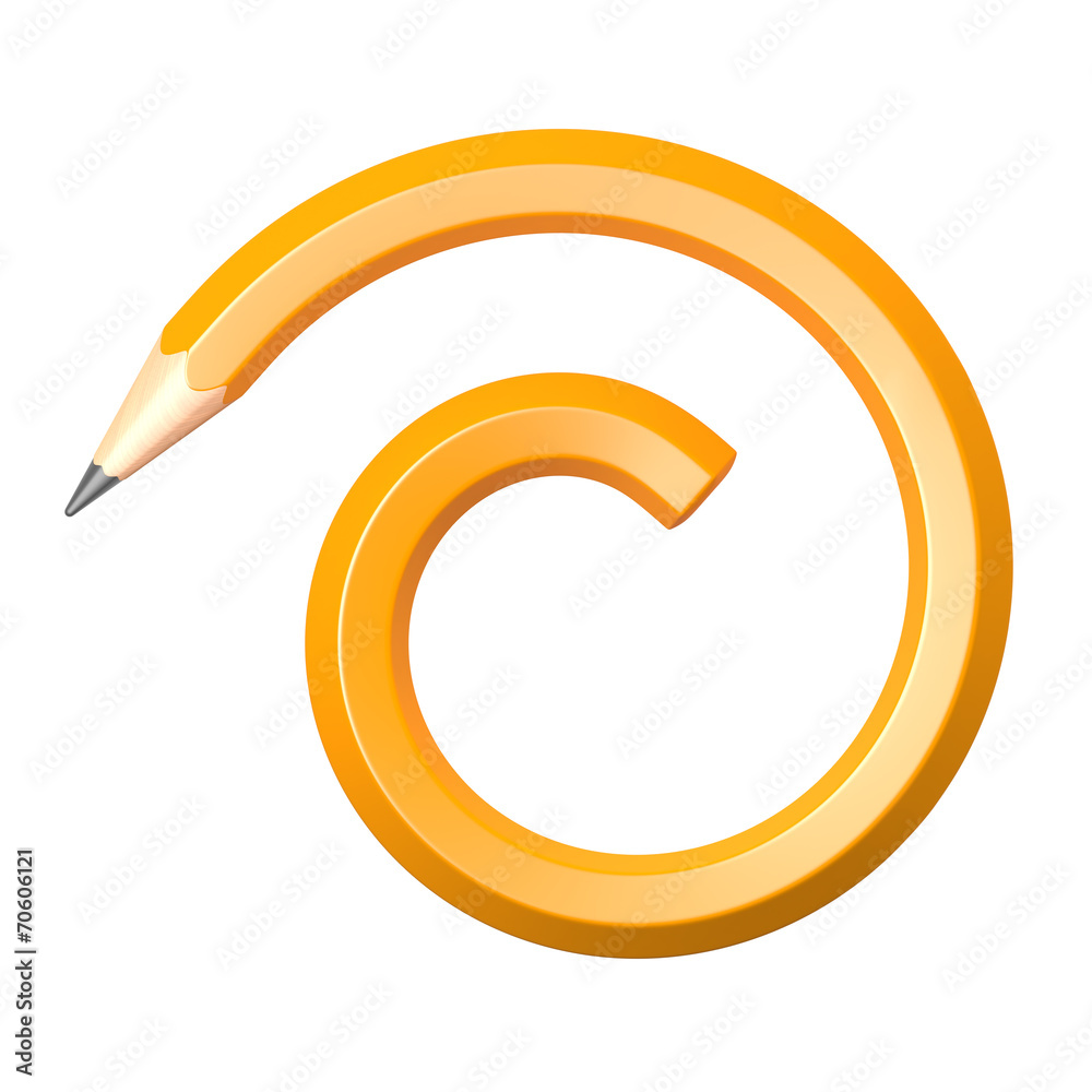Fototapeta premium pencil in spiral form on a white background
