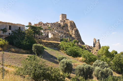 Panoramic view of Craco. Basilicata. Italy.