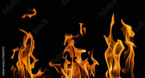 illustration with set of bright flame on black