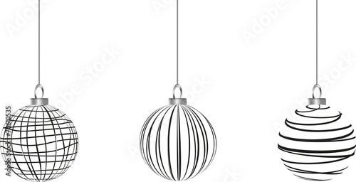ribbon christmas baubles black and white