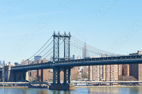 Manhattan Bridge and skyline view from Brooklyn Bridge © haveseen