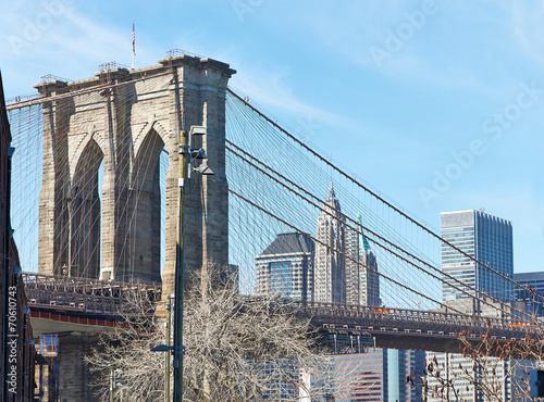 Fototapeta Naklejka Na Ścianę i Meble -  Brooklyn Bridge with lower Manhattan skyline