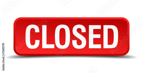 closed red square button isolated on white background