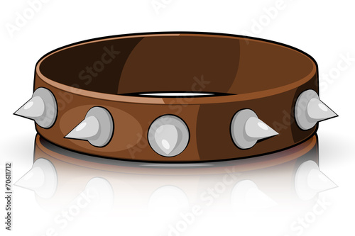 Collar brown with white spikes isolated on a white background. V