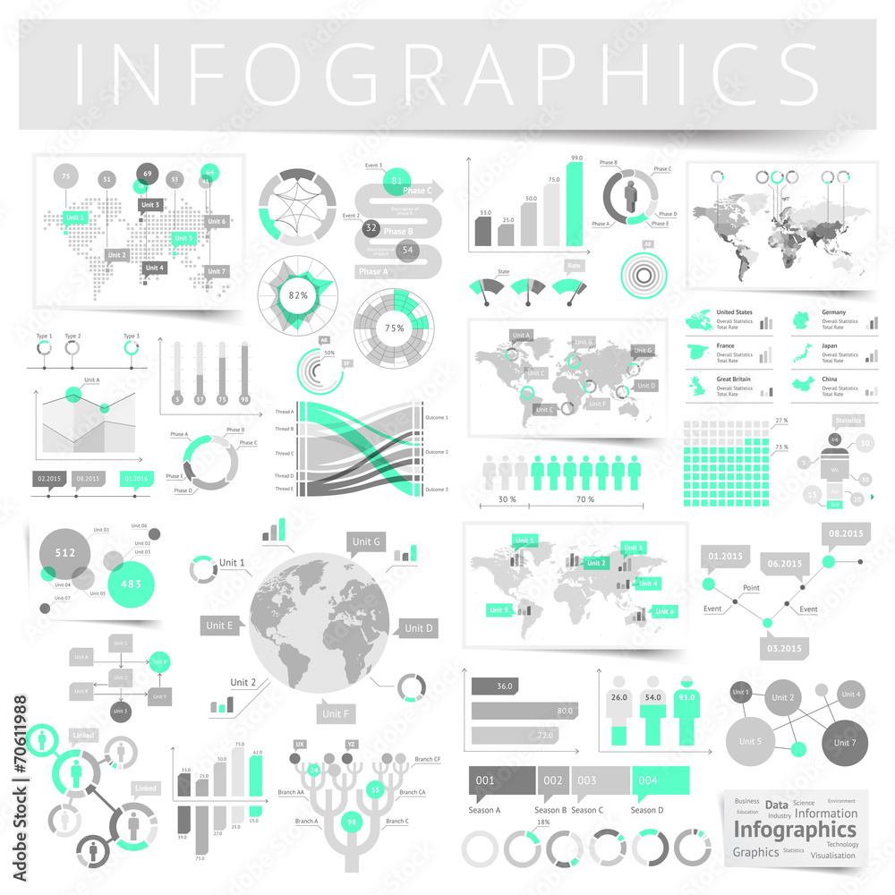 Set of infographics design elements - obrazy, fototapety, plakaty 