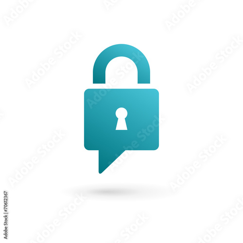 Secure lock speech bubble logo icon design template