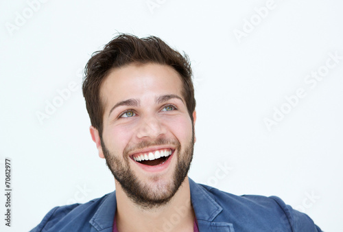 Smiling man face on white background