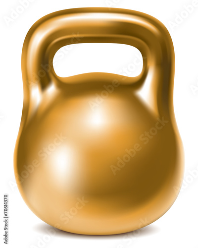 Kettlebell weight gold isolated. Illustration