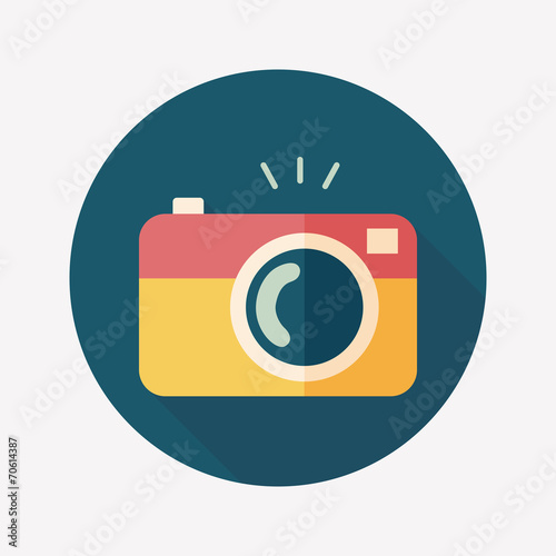 camera flat icon with long shadow