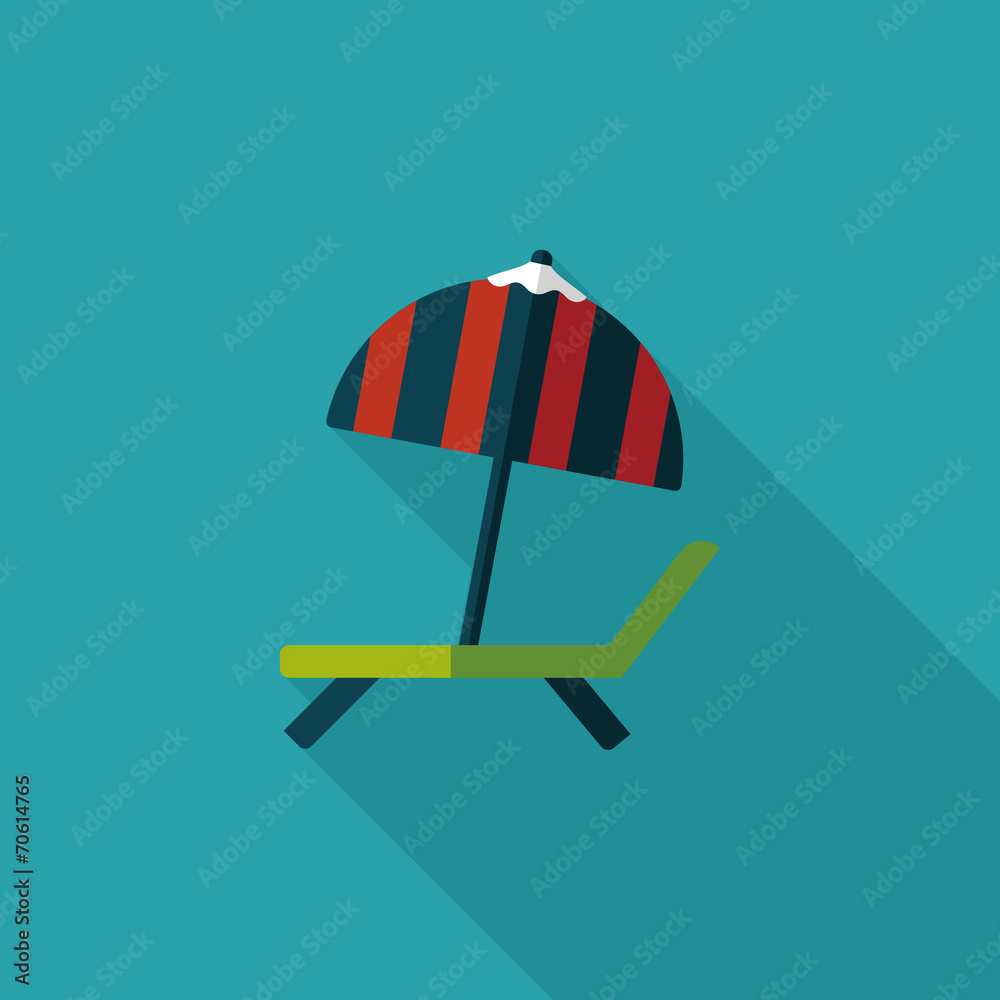 Lounger Beach Sunbed Chair flat icon with long shadow Lounger Beach Sunbed Chair flat icon with long shadow