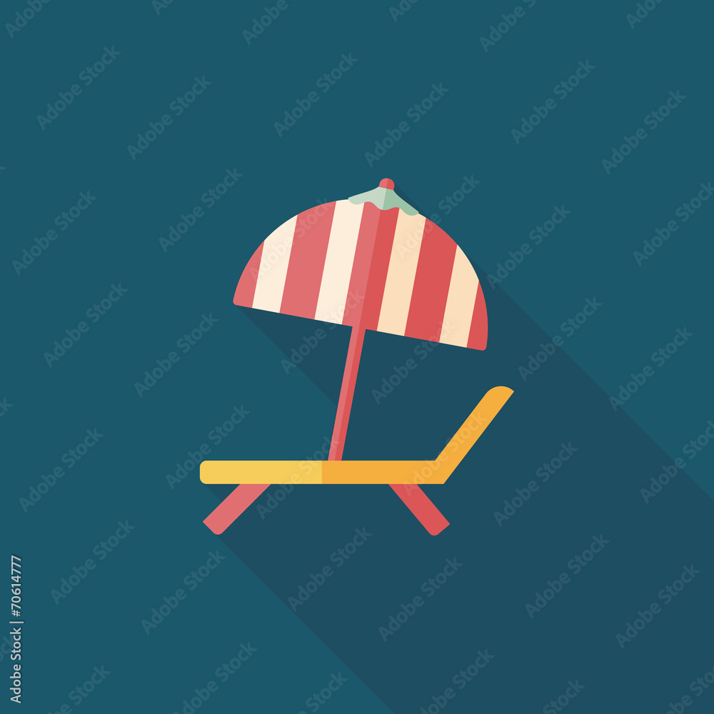 Lounger Beach Sunbed Chair flat icon with long shadow Lounger Beach Sunbed Chair flat icon with long shadow