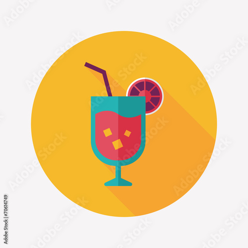 cocktail flat icon with long shadow