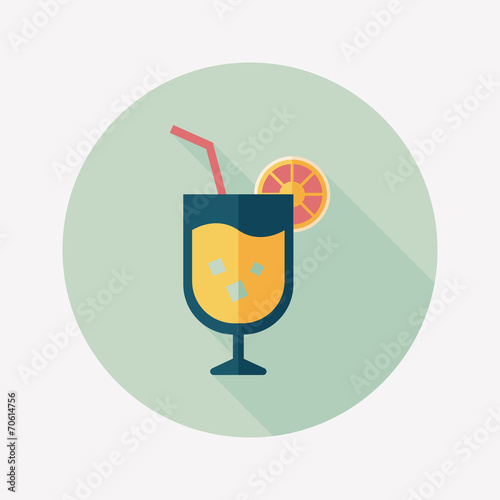 cocktail flat icon with long shadow