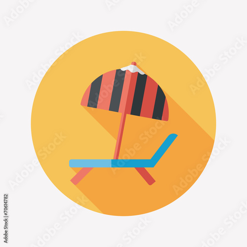 Lounger Beach Sunbed Chair flat icon with long shadow © eatcute
