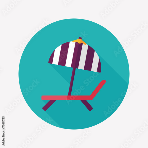 Lounger Beach Sunbed Chair flat icon with long shadow