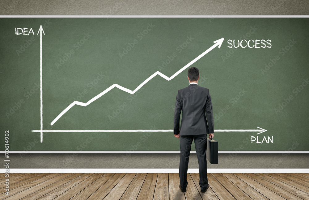 Businessman looking at the chart SUCCESS Businessman looking at the chart SUCCESS