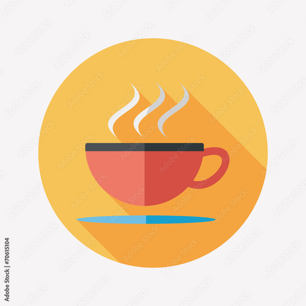 coffee flat icon with long shadow coffee flat icon with long shadow