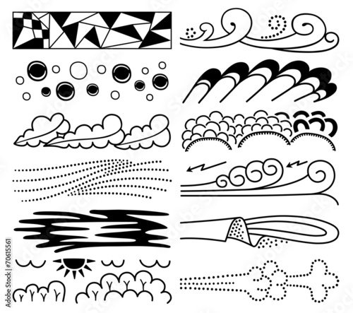 Nature interaction environments brush backgrounds set