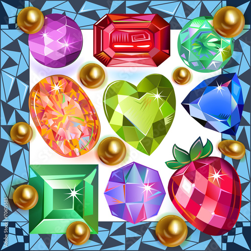 Framed picture precious stones