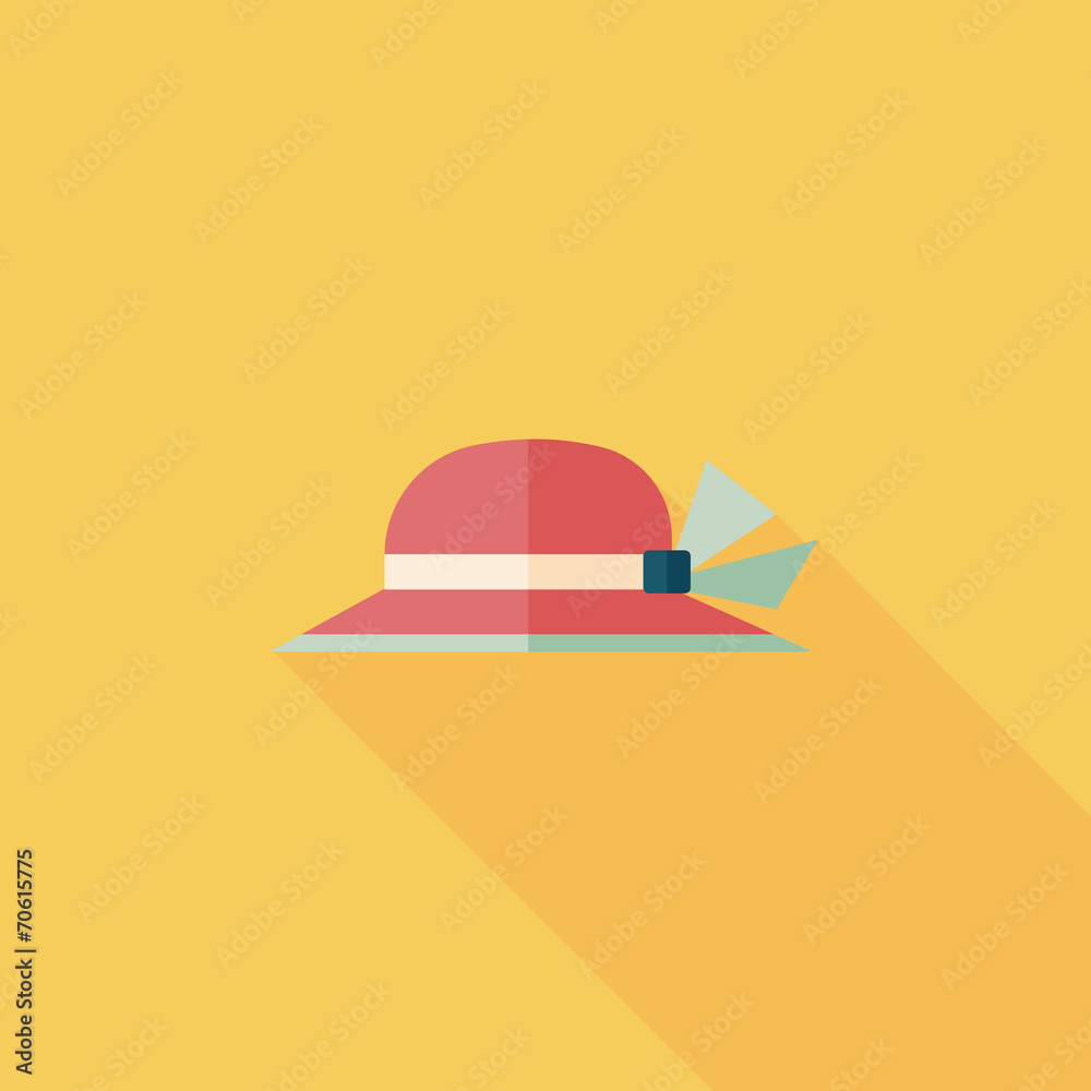 Women hat flat icon with long shadow Women hat flat icon with long shadow