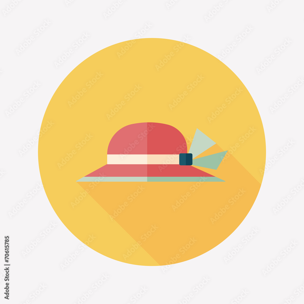Women hat flat icon with long shadow Women hat flat icon with long shadow