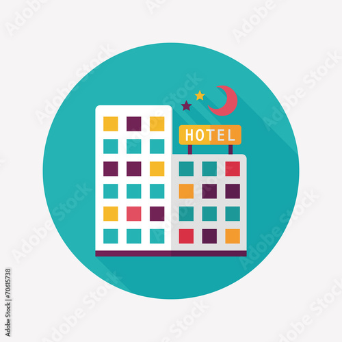 Hotel flat icon with long shadow