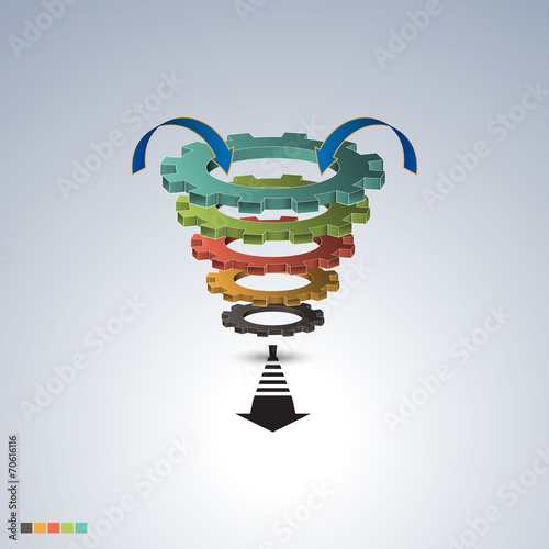 Conversion or sales funnel 3d, vector graphics