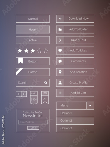 Outline Web Buttons Set