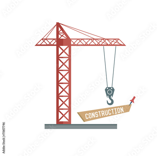 Construction symbol on white background,Retro colour concept
