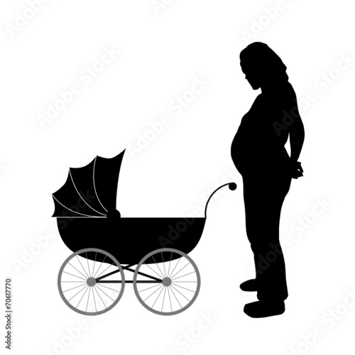 pregnant women with baby carriages vector illustration