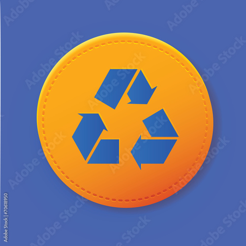 Recycle symbol on button,vector