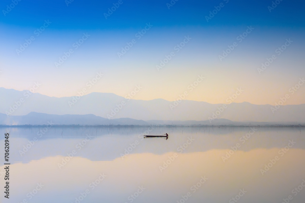 Fototapeta premium Calmness Lake in sunset
