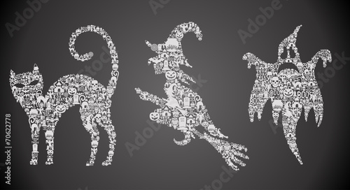 Set of original halloween symbols