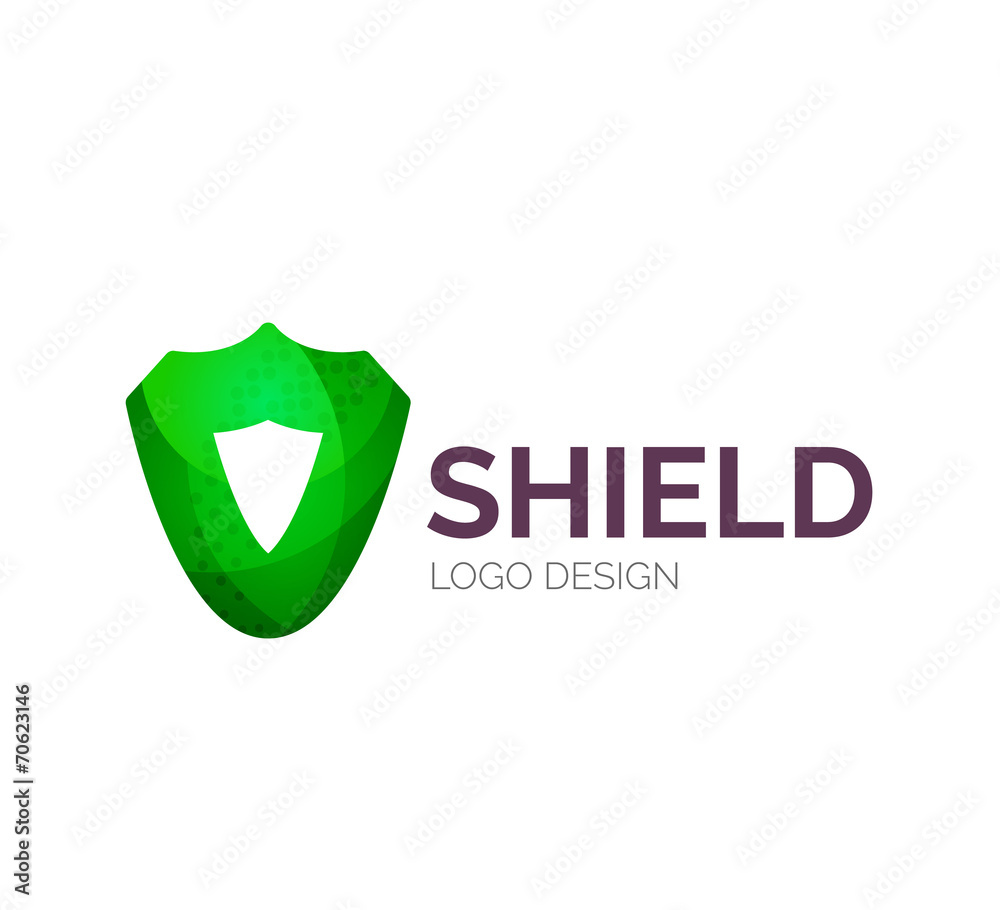 Secure shield logo design made of color pieces Secure shield logo design made of color pieces