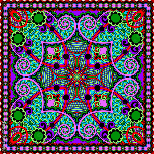 Traditional ornamental floral paisley bandanna