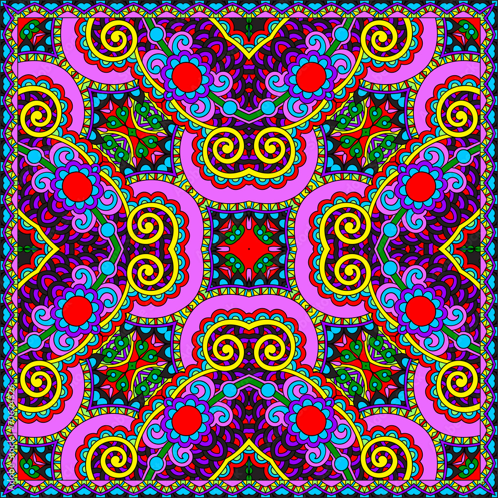 Traditional ornamental floral paisley bandanna