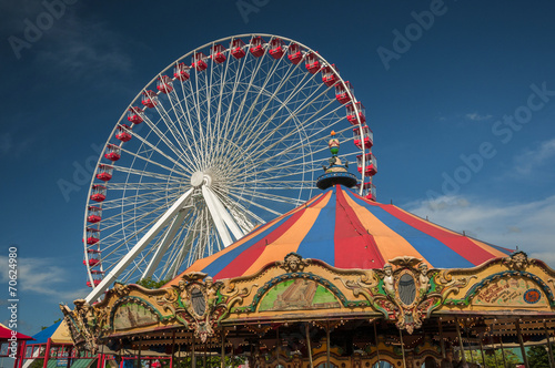 Ferris wheel and carousel