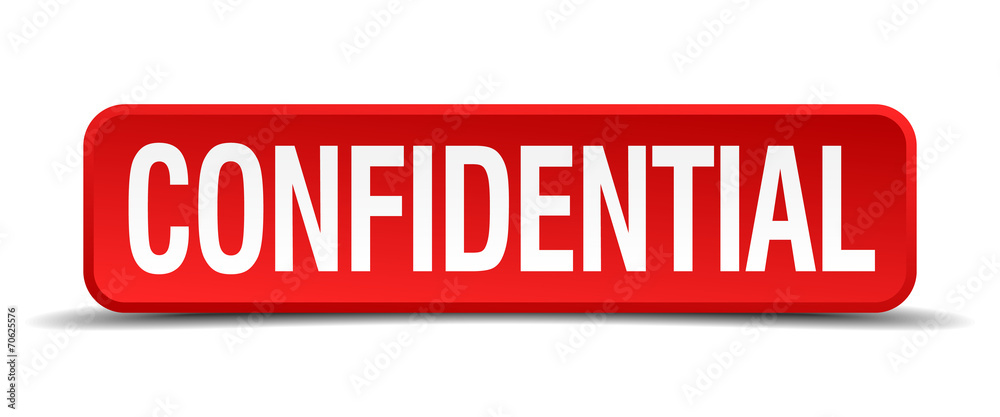 confidential red square button isolated on white background confidential red square button isolated on white background