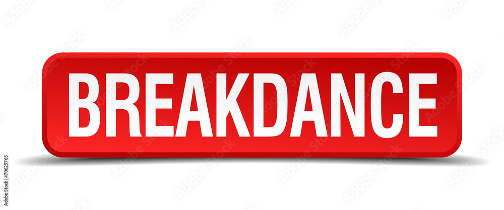 breakdance red square button isolated on white background breakdance red square button isolated on white background